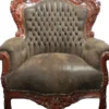 Casa Padrino Barock Sessel King Braun Lederoptik / Braun - Barock Wohnzimmer Möbel