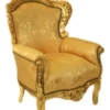 Casa Padrino Barock Sessel King Gold Muster / Gold - Massivholz Luxus Sessel 85 x 85 x H. 120 cm