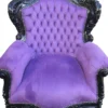 Casa Padrino Barock Sessel King Lila / Schwarz 85 x 85 x H. 120 cm - Antike Möbel