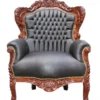 Casa Padrino Barock Sessel King in Braun Lederoptik, Massivholz, 120 x 85 x 85 cm