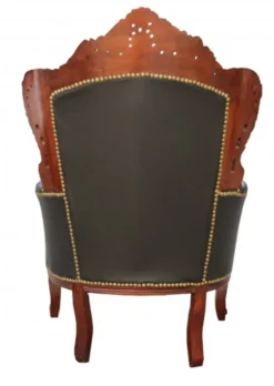 Casa Padrino Barock Sessel King in Braun Lederoptik, Massivholz, 120 x 85 x 85 cm