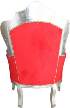Casa Padrino Barock Sessel King im Antik Stil, Rot und Silber, 85 x 85 x H. 120 cm