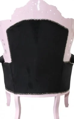 Casa Padrino Barock Sessel King im Antik Stil - Schwarz / Rosa mit Glitzersteinen - 85 x 85 x 120 cm