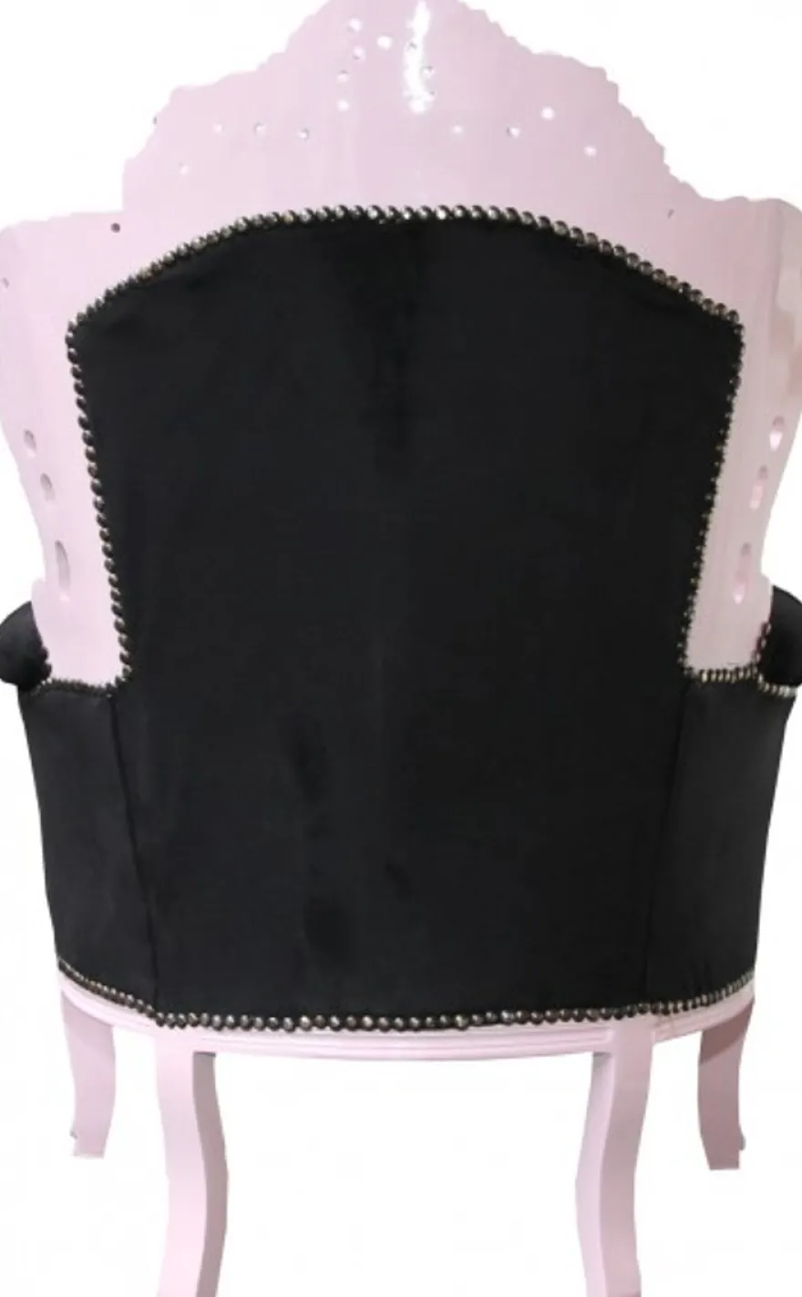 Casa Padrino Barock Sessel King im Antik Stil - Schwarz / Rosa mit Glitzersteinen - 85 x 85 x 120 cm