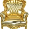 Casa Padrino Barock Sessel King Gold in Lederoptik mit Bling Bling Glitzersteinen, 120 x 85 x 85 cm