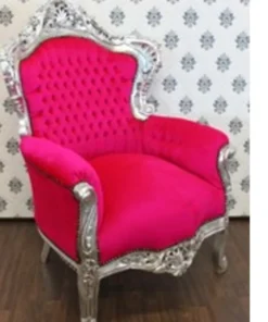 Casa Padrino Barock Sessel King Pink / Silber - Luxus Antik Stil Möbel - 120 x 85 x 85 cm
