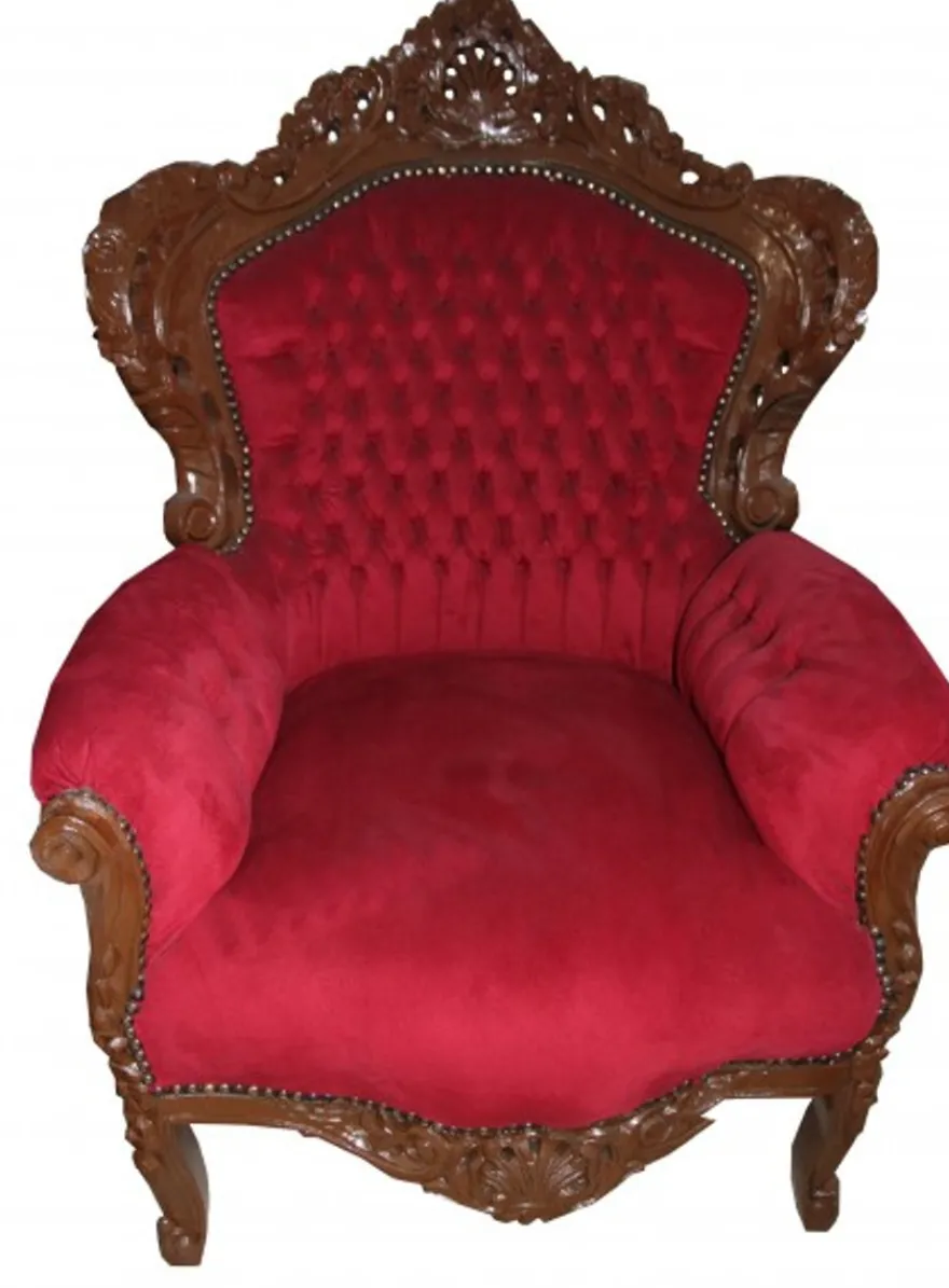 Casa Padrino Barock Sessel King im Antik Stil, Bordeaux / Braun Lackiert, Höhe 120 cm