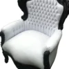 Casa Padrino Barock Sessel King im Antik Stil, weiß / schwarz, 85 x 85 x H. 120 cm