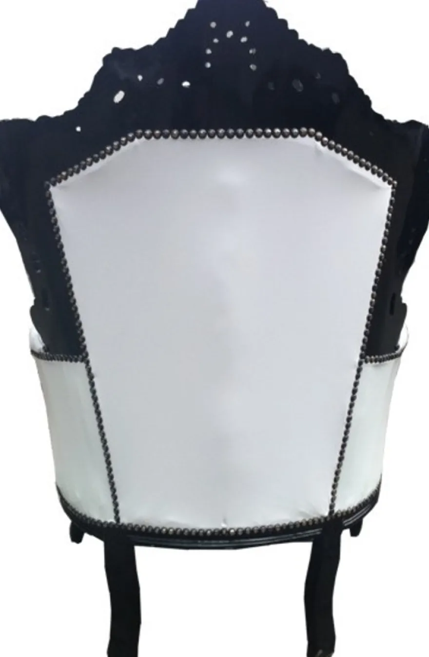 Casa Padrino Barock Sessel King im Antik Stil, weiß / schwarz, 85 x 85 x H. 120 cm