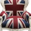 Casa Padrino Barock Sessel King Union Jack Creme 85 x 85 x H. 120 cm - Antik Stil England