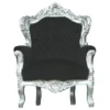 Casa Padrino Barock Sessel King im Antik Stil, Samtbezug in Schwarz und Silber, 85 x 85 x H. 120 cm