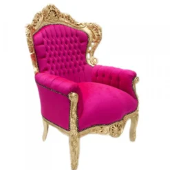 Casa Padrino Barock Sessel King Pink / Gold 85 x 85 x H. 120 cm - Möbel im Antik Stil