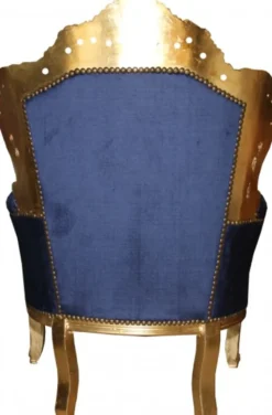 Casa Padrino Barock Sessel King im Antik Stil, Royalblau und Gold mit Glitzersteinen, 120 x 85 x 85 cm