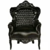 Casa Padrino Barock Sessel King in Schwarz mit Lederoptik und Glitzersteinen, 120 x 85 x 85 cm