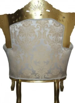 Casa Padrino Barock Sessel King Mod2 Creme Gold Muster mit Glitzersteinen 85 x 60 x H. 116 cm