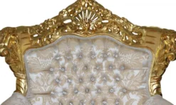 Casa Padrino Barock Sessel King Mod2 Creme Gold Muster mit Glitzersteinen 85 x 60 x H. 116 cm