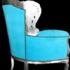 Casa Padrino Barock Sessel King Türkis / Silber 85 x 85 x H. 120 cm - Luxus Barock Möbel