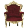 Casa Padrino Barock Sessel King Bordeaux / Gold - Handgefertigter Thron Stuhl aus Massivholz, 120 x 85 x 85 cm