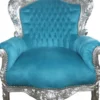 Casa Padrino Barock Sessel King im Antik Stil, Petrol Türkis und Silber, 120 x 85 x 85 cm