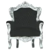 Casa Padrino Barock Sessel King Schwarz/Silber - Massivholz Thron, 120 x 85 x 85 cm