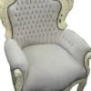 Casa Padrino Barock Sessel King im Antik Stil, Samtstoff in Creme, 120 x 85 x 85 cm