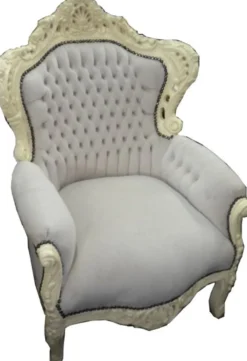 Casa Padrino Barock Sessel King im Antik Stil, Samtstoff in Creme, 120 x 85 x 85 cm