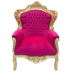 Casa Padrino Barock Sessel King in Pink und Gold, Handgefertigtes Antik Stil Möbel, 120 x 85 x 85 cm