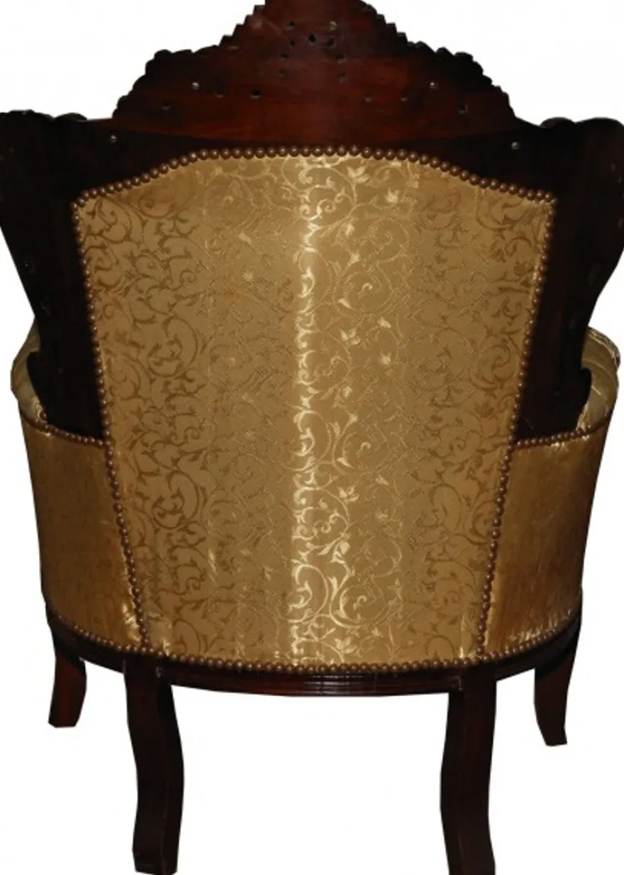 Casa Padrino Barock Sessel King Gold Muster / Braun 85 x 85 x H. 120 cm - Luxus Möbel im Antik Stil