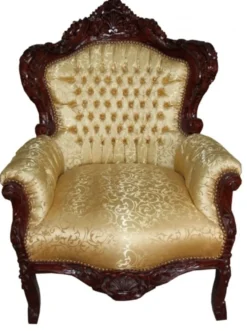 Casa Padrino Barock Sessel King Gold Muster / Braun 85 x 85 x H. 120 cm - Luxus Möbel im Antik Stil