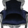 Casa Padrino Barock Sessel King Royalblau / Silber - Luxus Barock Möbel im Antik Stil - 120 x 85 x 85 cm