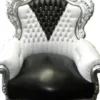 Casa Padrino Barock Sessel King in Schwarz / Weiß Lederoptik mit Bling Bling Steinen - 120 x 85 x 85 cm