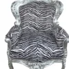 Casa Padrino Barock Sessel King im Zebra Design mit silbernem Rahmen, 120 x 85 x 85 cm
