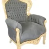 Casa Padrino Barock Sessel King in Grau und Antikstil Creme, 120 x 85 x 85 cm, handgefertigter Luxus-Sessel