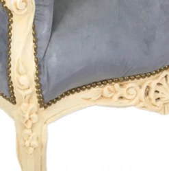 Casa Padrino Barock Sessel King in Grau und Antikstil Creme, 120 x 85 x 85 cm, handgefertigter Luxus-Sessel