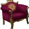 Casa Padrino Barock Sessel Lila / Gold - Handgefertigter Wohnzimmer Sessel im Barockstil - Barock Wohnzimmer Möbel
