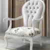 Casa Padrino Barock Sessel mit Glitzersteinen und Blumenmuster Hellgrau / Creme / Beige / Weiß / Gold 115 x 80 x H. 80 cm - Wohnzimmer Möbel im Barockstil