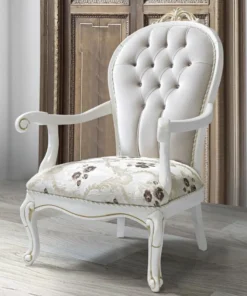 Casa Padrino Barock Sessel mit Glitzersteinen und Blumenmuster Hellgrau / Creme / Beige / Weiß / Gold 115 x 80 x H. 80 cm - Wohnzimmer Möbel im Barockstil