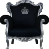 Casa Padrino Barock Sessel Pompöös von Harald Glööckler Schwarz / Silber - 95 x 80 x 105 cm