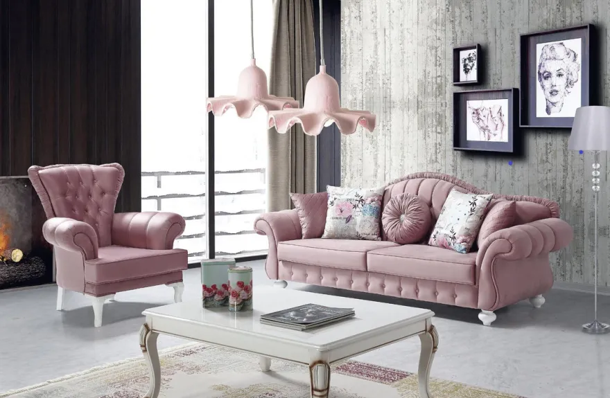 Casa Padrino Barock Sessel Rosa / Weiß 98 x 83 x H. 101 cm - Wohnzimmer Sessel im Barockstil - Barock Möbel