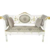 Casa Padrino Barock Sitzbank Grau Creme Muster / Weiß Gold 155 x 50 x H. 70 cm - Antikstil Sitzbank