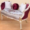 Casa Padrino Barock Sitzbank Grau / Mehrfarbig / Weiß / Gold 150 x 55 x H. 80 cm - Prunkvolle Massivholz Bank mit edlem Blumenmuster - Barock Möbel