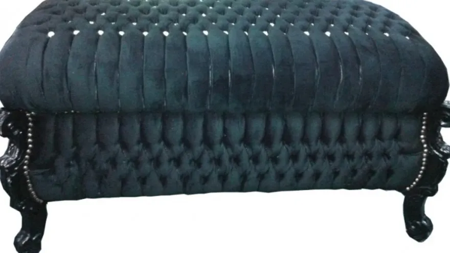Casa Padrino Barock Sitzbank Truhe im Antik Stil Schwarz mit Bling Bling Steinen 120 x 55 x 58 cm