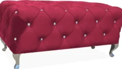 Casa Padrino Barock Sitzbank 100 x 50 x H. 46 cm - Verschiedene Farben - Gepolsterte Bank mit Glitzersteinen und Edelstahl Beinen - Barock Möbel