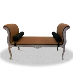 Casa Padrino Barock Sitzbank Sitzmöbel im Vintage Stil Silber / Braun / Schwarz 110 x 40 x H. 60 cm