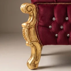 Casa Padrino Barock Sitzbank - Truhe mit Glitzersteinen Bordeauxrot / Gold - Barock Möbel