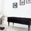 Casa Padrino Barock Sitzbank mit Truhe in Schwarz, Samtstoff, Holzbeine mit Rollen, 110 x 40 x 40 cm