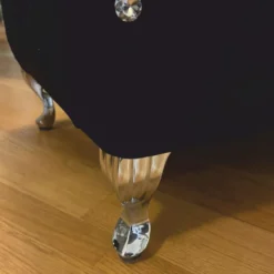 Casa Padrino Barock Sitzbank mit Glitzersteinen Schwarz / Silber 100 cm - Barock Möbel