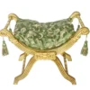 Casa Padrino Barock Sitzhocker - Kreuzhocker Grün Muster / Gold - Antik Möbel