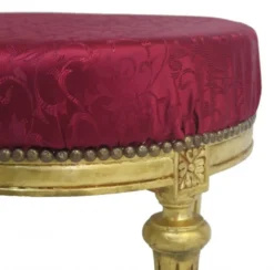 Casa Padrino Barock Sitzhocker Rundhocker Bordeaux Rot Musterstoff / Gold