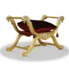 Casa Padrino Barock Sitzhocker Gold Rot Silber - Luxus Kreuzhocker